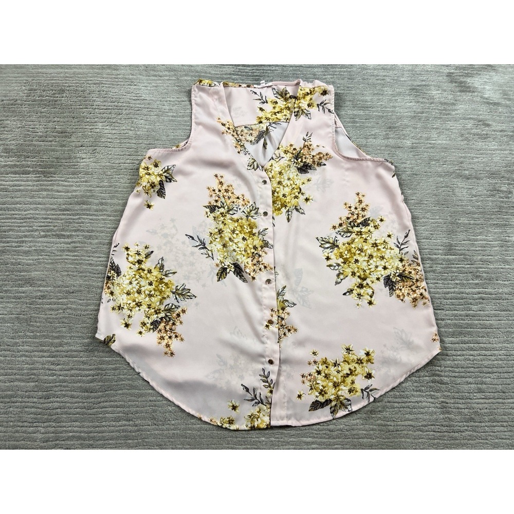 Maurices Top Womens XL Pink Sleeveless Button Up Polyester Casual